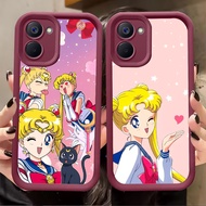 A-34 Sailor Moon Case for VIVO Y28S Y18S Y28 Y36 Y27S Y27 Y18E Y18i Y18 5G Wine Red