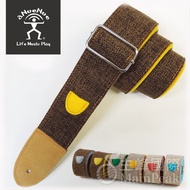 A aNueNue Linen Handmade Wool Felt Shoulder Strap Bird Guitar Bass Ukulele Apricot Yellow