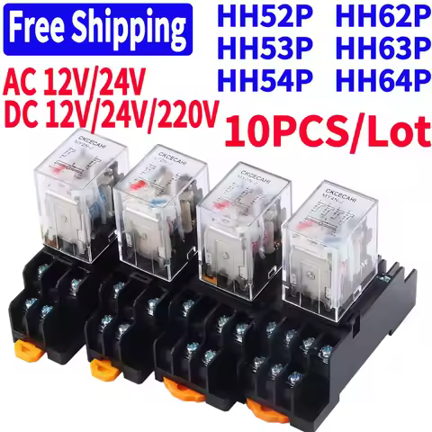 10PCS For Wholesale Miniature Control Relays Small Intermediate Relay AC 12V DC 24V AC220 HH52P HH53