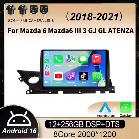 Android 16 Wireless Carplay Auto Car Radio For Mazda 6 Mazda6 III 3 GJ GL ATENZA 2018 - 2021 Multime