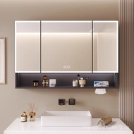 [IN STOCK]Smart Alumimum Bathroom Mirror Cabinet Bathroom Wall-Mounted Single Mirror with Light Storage All-in-One Cabinet with Shelf