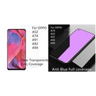 OPPO A74 A94 A52 A91 A92  FULL Tempered Glass Screen Protector Clear Full Glue / Anti Blue Light Tem