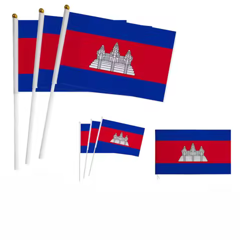 Z-ONE FLAG Cambodia Hand Flag 14*21cm Cambodian National Flag Hand Held Waving Small Flag Indoor Out