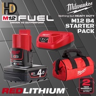 Milwaukee M12 4.0AH Battery / Milwaukee Red Lithium Battery / 2 Year Warranty / M12B4