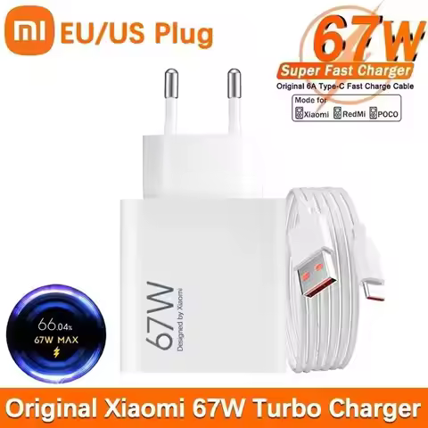 67W Original Xiaomi Fast Charging Cargador USB C Cable EU US Wall Adapter Redmi Note 14 Mi 14T 13 12