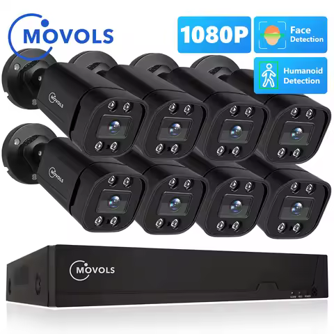 Movols 2MP AI Face Detection DVR Kits 1080P Outdoor Colourful Nightvision Video Surveillance System 