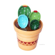 Cartoon Cactus Measuring Spoons Set Lead-free Earthenware Ceramic for Coffee Spoon Salt Spoon EL-VN