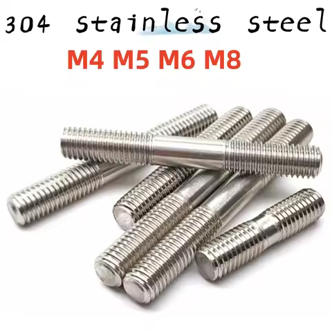 3/5/10/20pcs M4 M5 M6 M8 304 A2-70 Stainless Steel GB901 Double Head Cylindrical Rod Screw Thread Ro