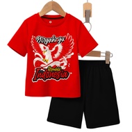 KATUN Unisex children's top set for August 17th, cotton material, not hot, 4-15 years old