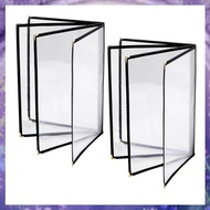 [P K A M] Menu Covers 8.5 X 11 Inch Restaurant Menu Holder 2PCS 4 Page 8 View Transparent Menu Sleev