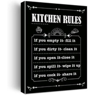 Popular 2023 Black Design Kitchen Rules Advanced Art Modern Home Exquisite Canvas KY785 Wall Art, Ki