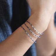 鑽石形狀銀與深藍色的青金石手鐲（B0021）