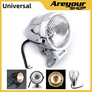Areyourshop Lampu Lampu Lampu Bulet Chrome 4 3/4 "Sepeda Motor untuk Chopper Bobber Custom