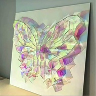 50 Pieces Holographic Acrylic Tile Translucent Iridescent Rainbow Tile Holographic Acrylic Square Gu
