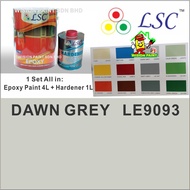 LE9093 DAWN GREY ( 5 Liter ) LSC Two Pack Epoxy Floor Paint - 4 Liter + 1 Liter = 5L COATINGS HEAVY DUTY EPOXY PAINT