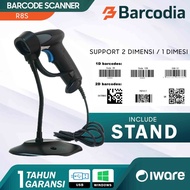 BARCODIA Barcode Scanner 2d IWARE R8S E-Function QR Code With Stand Usb Only