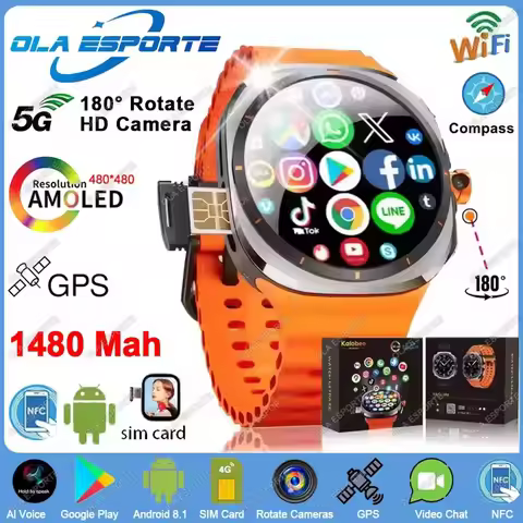 U8 Ultra 5G SIM Card WiFi Smartwatch NFC GPS Positioning Compass 32GB Smart Watch Men HD 180°Rotatin