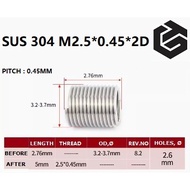 HeliCoil Threaded / Insert Recoil Thread Stainless Steel 304 M2.5*0.45*2D