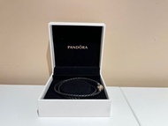Pandora Double Black Leather Bracelet 潘朵拉黑色雙圈編織皮革皮繩