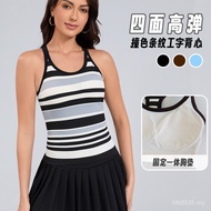 Sports Can Wear Outside Fitness Cup Stripes Cross-Border Fixed Vest Comes with I-Shaped New Female C