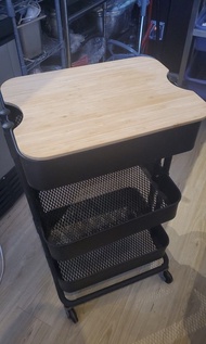 IKEA 廚房置物架 手推車 黑色 有輪