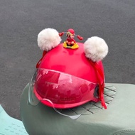 Red Helmet Doll Stickers Nezha Braids Ball Head God Of Wealth Rider Equipment Motorcycle Decoration 