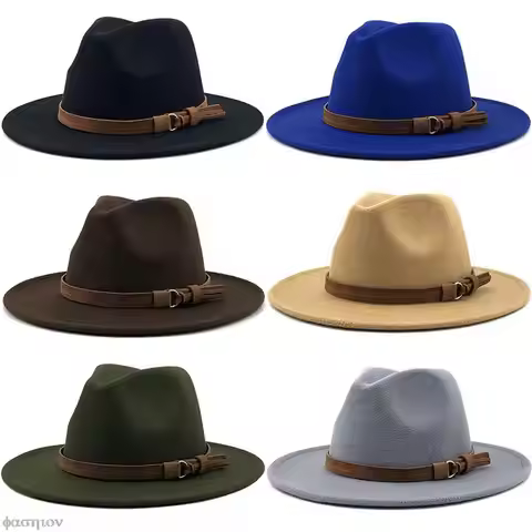 Elegant Lady Gangster Trilby Felt Homburg Church Jazz Hat Adjustable New Wool Women Men Fedora Hat F