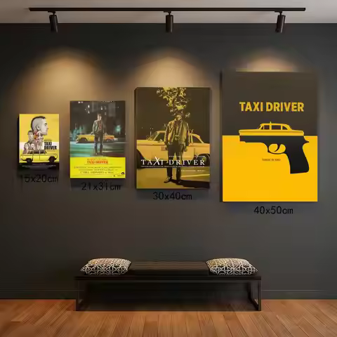 Crime Thriller Movies Taxi Driver Poster Premium PP Wall Decal - Peel & Stick, HD Print, Waterproof 
