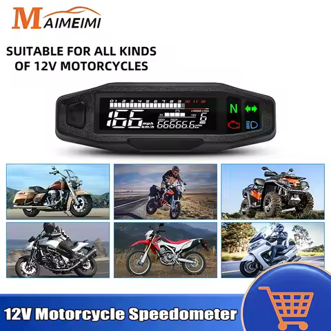 Universal Motorcycle Speedometer Dashboard Digital Panel Tachometer Odometer Speed Gauge RPM Volt Me