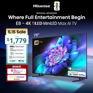 Hisense E8Q 75 inch 4K ULED Mini LED Max AI TV | Full Array Local Dimming | Dynamic Tone Mapping