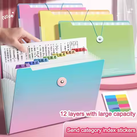Gradient Color A4 Document Bag Waterproof Large Capacity Organ Bags Envelope Folder Paper File Bag
