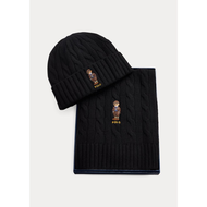 Polo Ralph Lauren SCARF Polo Bear Cable-Knit Beanie &amp; Scarf Set ผ้าพันคอ รุ่น MAPOHGS0J320575 สี 001 BLACK