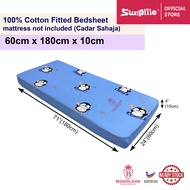 Children Cotton Fitted Bedsheet (60cm x 180cm) Cadar Sahaja(Fitted Bedsheet Suitable for mattress si