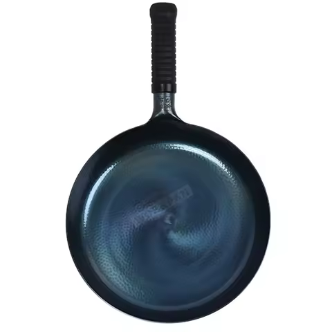 Iron Frying Pan,Induction Compatible,Chinese Traditional Hammered Pan Blue Cooking Wok Kitchen Cookw