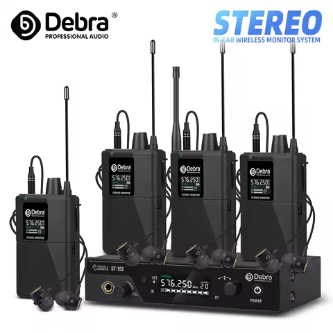 Debra Stereo In-Ear Monitor System Professional Stage Recording Wireless ST-102 for Studio Drummer I