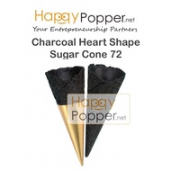 Happypopper Ais Krim Aiskrim kon Ice Cream Charcoal Heart Shape Sugar Cone 72 pcs