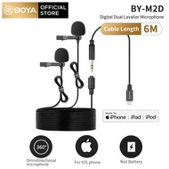 Dual Lavalier ไมโครโฟนติดไฟสำหรับ IOS iPhone 11 Vlog 20ฟุต/6M BOYA BY-M2D Dual-Head Lapel Universal