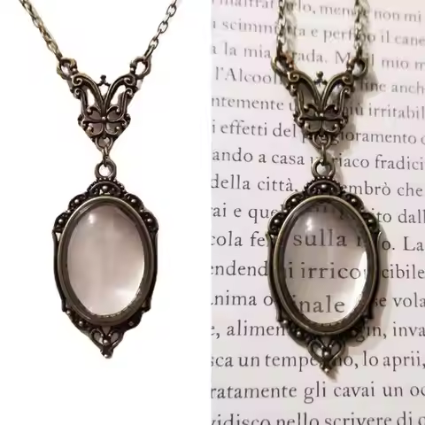 Monocle Magnifier Necklace Mini Portable Monocle Jewelry Hanging-Magnifying Glass Pendant for Readin