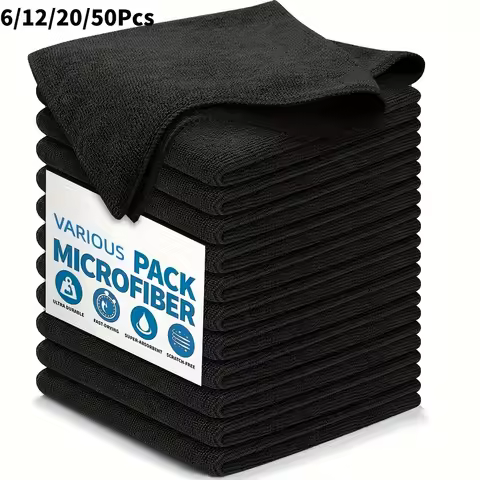 buMulti-Pack Black Cleaning Cloths 6/12/20/50 Count Ultra Soft Quick Dry Absorbent Lint-Free Screen 