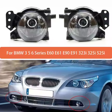 Front Fog Lights Lamp Housing Lens Clear Auto Foglight With Bulbs For BMW 3 5 6 Series E60 E61 E90 E