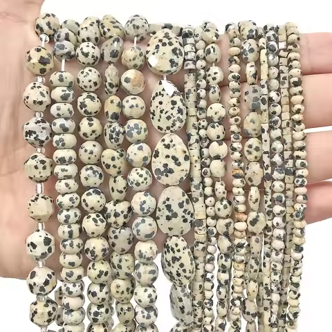Wholesale Dalmatian Spot Jasper Charms Waterdrop Cube Heart Abacus Shape Beads For Jewelry Making Di