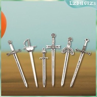 [lzdhuiz3] 6pcs Knight Sword Pendants Swords Miniature Long Sword for DIY Craft Necklace Jewelry Mak