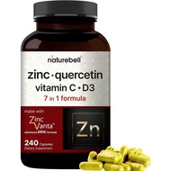NatureBell Zinc Quercetin dengan C & D3 240 Kapsul |   Quercetin 1000mg + Zink 50mg + C 250mg + D3 5