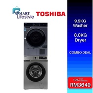 Toshiba 9.5kg Front Load Washing Machine &amp; 8.0kg Dryer TW-BK105S2MSK + K90MEMSK