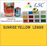 SUNRISE YELLOW LE 6669 ( 5 Liter HEAVY DUDY EPOXY ) Two Pack Epoxy Floor Paint - 4 Liter + 1 Liter