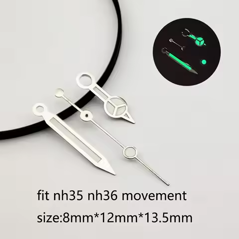 Silver Gold Rose Aiguille NH35 Hands Submariner Mercedes Diver Needles C3 Lumen Pointer for Seiko Wa