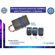 Autogate Wireless Remote Control Switch 330Mhz Remote Control Set (1 Receiver + 3 Remote)