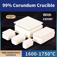 Corundum crucible with lid square ceramic boat crucible high temperature resistant 99% alumina squar
