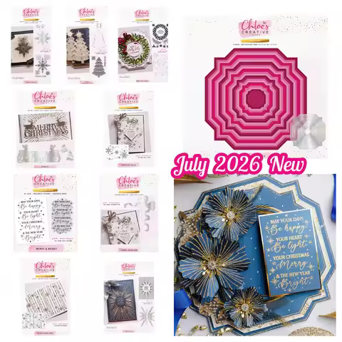 July 2026 New Chloes Majestic Flower Falling Leaves 8x8 Pearly Squares Metal Cutting Dies Stamp for 