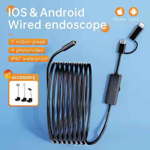 Endoscope Camera For iPhone iPad IOS & Android Type-c Led Light IP67 Borescope Industry Inspection C